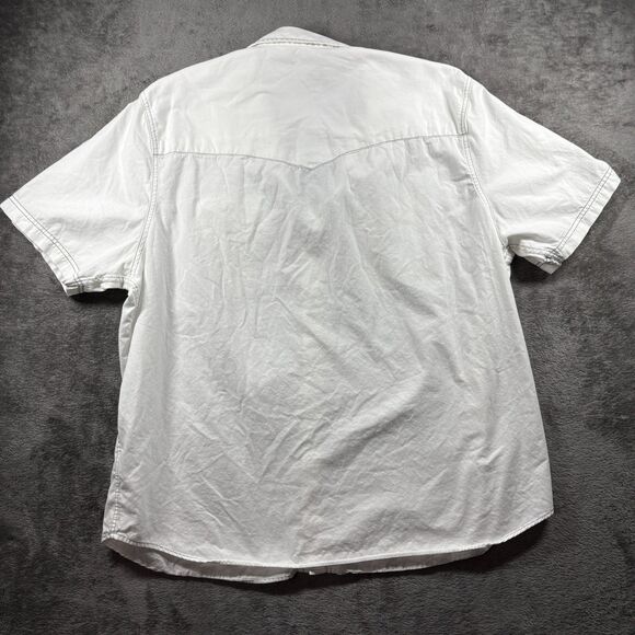 True Religion Men Pearl Snap Shirt Western Boho Short Sleeve White 3XL F169 - Picture 4 of 13